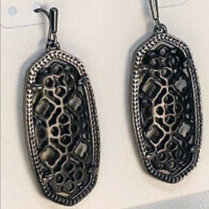 Kendra Scott Elle Filigree Gunmetal Earrings